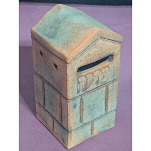 Tzedakah Charity Box Pushka Shul Pottery Handmade Judaica Israel VTG Signed